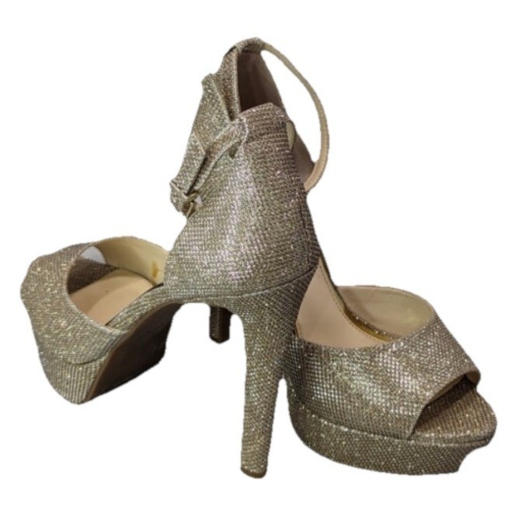 Jessica Simpson Womens Beeya Sparkle Ankle Strap Platform Sandals 9 1/2